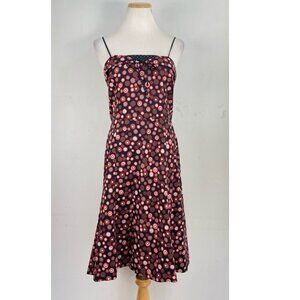 Marc Jacobs Polka Dot Dress Size 8 Sleeveless Fit Flare 100% Cotton Black Red